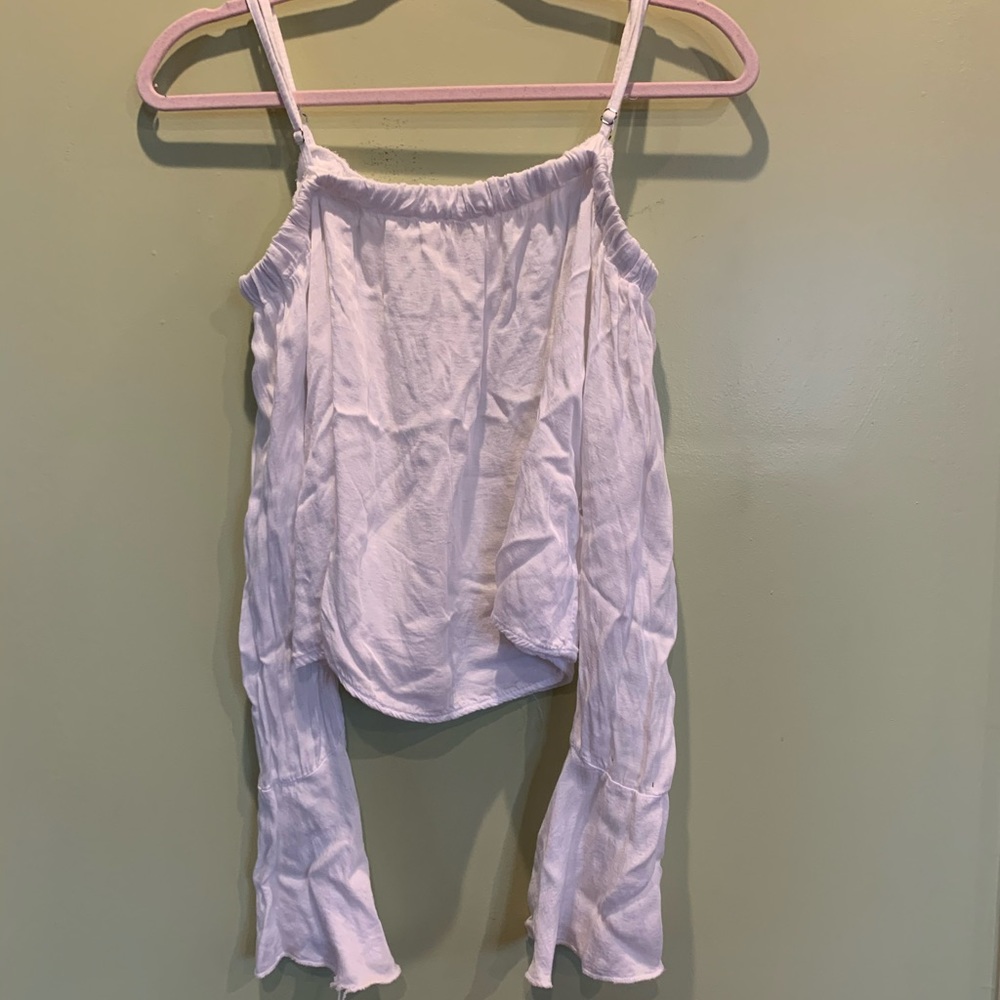 white off the sholder shirt with spaghetti straps